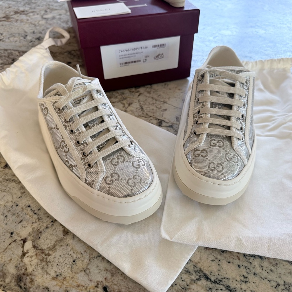 Gucci Women's Gray Monogram Sneakers